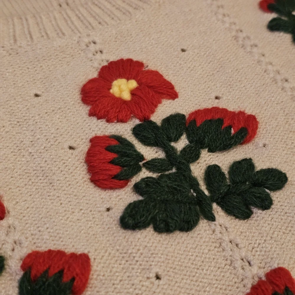 Cider Floral Pattern Embroidered Knit Long Sleeve SZ L - Picture 13 of 14